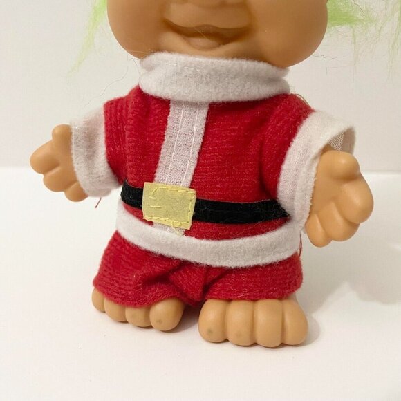 Vintage 1991 ITB Christmas Santa Troll with Hat Green Hair 5 Inch Tall Doll - Picture 4 of 16